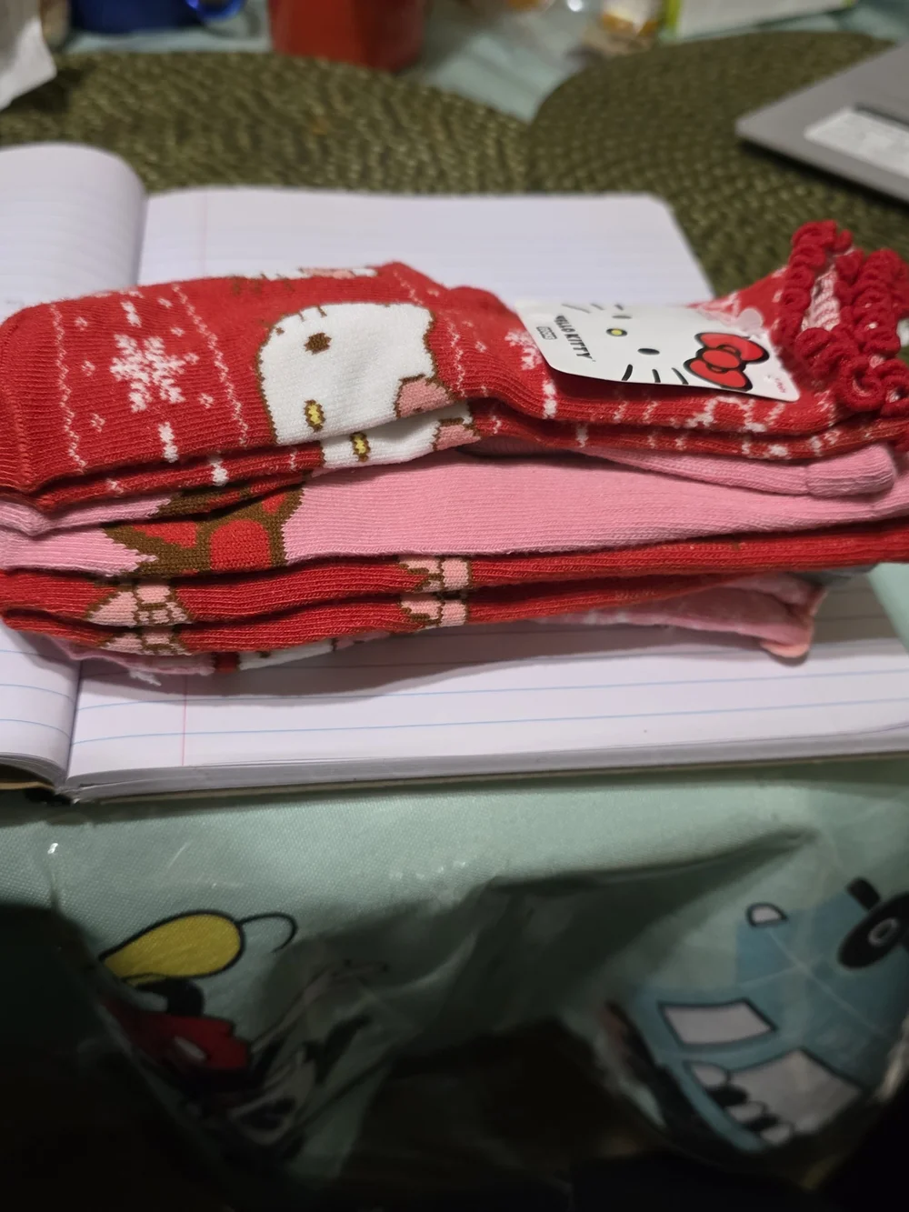 Hello Kitty Red and Pink Kids Ankle Socks with Ruffle Cuff